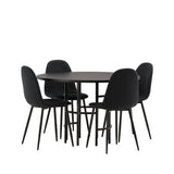 Jídelní stůl Copenhagen – černá / černá dýha + jídelní židle Polar – černé nohy – černá látka _4