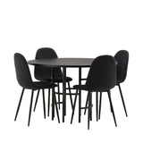 Jídelní stůl Copenhagen – černá / černá dýha + jídelní židle Polar – černé nohy – černá látka _4