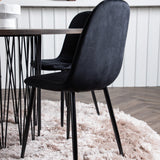 Kamenný kulatý jídelní stůl - černá / mocca dýha + jídelní židle Polar - černé nohy / černý samet _4