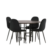 Jídelní stůl Copenhagen – černá / mocca dýha + jídelní židle Polar – černé nohy / černý samet _4