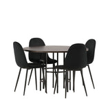 Jídelní stůl Copenhagen – černá / mocca dýha + jídelní židle Polar – černé nohy / černý samet _4