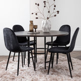 Jídelní stůl Copenhagen – černá / mocca dýha + jídelní židle Polar – černé nohy / černý samet _4
