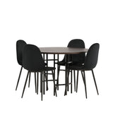 Jídelní stůl Copenhagen – černá / mocca dýha + jídelní židle Polar – černé nohy / černý samet _4