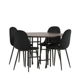 Jídelní stůl Copenhagen – černá / mocca dýha + jídelní židle Polar – černé nohy / černý samet _4