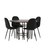 Jídelní stůl Copenhagen – černá / mocca dýha + jídelní židle Polar – černé nohy / černý samet _4