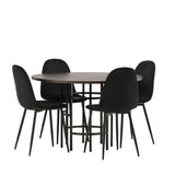 Jídelní stůl Copenhagen – černá / mocca dýha + jídelní židle Polar – černé nohy / černý samet _4