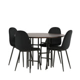 Jídelní stůl Copenhagen – černá / mocca dýha + jídelní židle Polar – černé nohy / černý samet _4