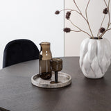 Jídelní stůl Copenhagen – černá / mocca dýha + jídelní židle Polar – černé nohy / černý samet _4