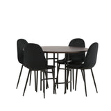 Jídelní stůl Copenhagen – černá / mocca dýha + jídelní židle Polar – černé nohy / černý samet _4