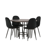 Jídelní stůl Copenhagen – černá / mocca dýha + jídelní židle Polar – černé nohy / černý samet _4