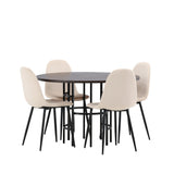 Jídelní stůl Copenhagen – černá / mocca dýha + jídelní židle Polar – černé nohy / béžový samet _4