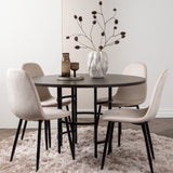 Jídelní stůl Copenhagen – černá / mocca dýha + jídelní židle Polar – černé nohy / béžový samet _4