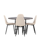 Jídelní stůl Copenhagen – černá / mocca dýha + jídelní židle Polar – černé nohy / béžový samet _4