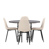 Jídelní stůl Copenhagen – černá / mocca dýha + jídelní židle Polar – černé nohy / béžový samet _4