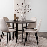 Jídelní stůl Copenhagen – černá / mocca dýha + jídelní židle Polar – černé nohy / béžový samet _4