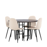 Jídelní stůl Copenhagen – černá / mocca dýha + jídelní židle Polar – černé nohy / béžový samet _4