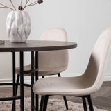 Jídelní stůl Copenhagen – černá / mocca dýha + jídelní židle Polar – černé nohy / béžový samet _4