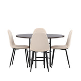 Jídelní stůl Copenhagen – černá / mocca dýha + jídelní židle Polar – černé nohy / béžový samet _4