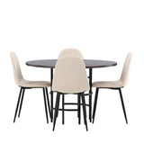 Jídelní stůl Copenhagen – černá / mocca dýha + jídelní židle Polar – černé nohy / béžový samet _4