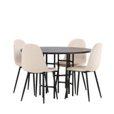 Jídelní stůl Copenhagen – černá / mocca dýha + jídelní židle Polar – černé nohy / béžový samet _4