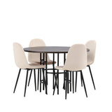 Jídelní stůl Copenhagen – černá / mocca dýha + jídelní židle Polar – černé nohy / béžový samet _4