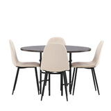 Jídelní stůl Copenhagen – černá / mocca dýha + jídelní židle Polar – černé nohy / béžový samet _4