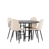 Jídelní stůl Copenhagen – černá / mocca dýha + jídelní židle Polar – černé nohy / béžový samet _4