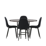 Jídelní stůl Copenhagen – černá / mocca dýha + jídelní židle Polar – černé nohy – černá látka _4