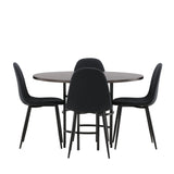 Jídelní stůl Copenhagen – černá / mocca dýha + jídelní židle Polar – černé nohy – černá látka _4