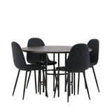 Jídelní stůl Copenhagen – černá / mocca dýha + jídelní židle Polar – černé nohy – černá látka _4