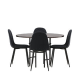 Jídelní stůl Copenhagen – černá / mocca dýha + jídelní židle Polar – černé nohy – černá látka _4