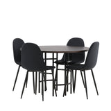 Jídelní stůl Copenhagen – černá / mocca dýha + jídelní židle Polar – černé nohy – černá látka _4