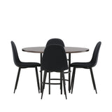 Jídelní stůl Copenhagen – černá / mocca dýha + jídelní židle Polar – černé nohy – černá látka _4