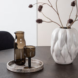 Jídelní stůl Copenhagen – černá / mocca dýha + jídelní židle Polar – černé nohy – černá látka _4