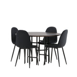 Jídelní stůl Copenhagen – černá / mocca dýha + jídelní židle Polar – černé nohy – černá látka _4