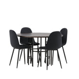 Jídelní stůl Copenhagen – černá / mocca dýha + jídelní židle Polar – černé nohy – černá látka _4