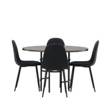 Jídelní stůl Copenhagen – černá / mocca dýha + jídelní židle Polar – černé nohy – černá látka _4
