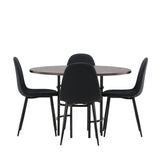 Jídelní stůl Copenhagen – černá / mocca dýha + jídelní židle Polar – černé nohy – černá látka _4