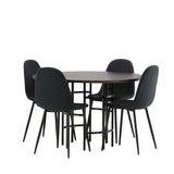 Jídelní stůl Copenhagen – černá / mocca dýha + jídelní židle Polar – černé nohy – černá látka _4