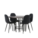 Jídelní stůl Copenhagen – černá / mocca dýha + jídelní židle Polar – černé nohy – černá látka _4