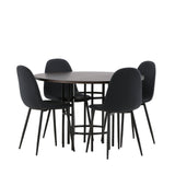 Jídelní stůl Copenhagen – černá / mocca dýha + jídelní židle Polar – černé nohy – černá látka _4
