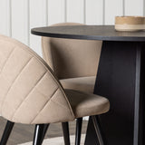 Kulatý jídelní stůl Bootcut - Černá / Černá Fanéer + Židle se sametovými stehy - Černá / Béžová látka (polyesterové prádlo) _4