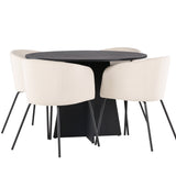 Kulatý jídelní stůl Bootcut – Černá / Černá Fanéer + Židle Berit – Černá / Béžová Velvet _4
