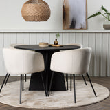 Kulatý jídelní stůl Bootcut – Černá / Černá Fanéer + Židle Berit – Černá / Béžová Velvet _4