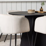 Kulatý jídelní stůl Bootcut – Černá / Černá Fanéer + Židle Berit – Černá / Béžová Velvet _4