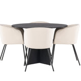 Kulatý jídelní stůl Bootcut – Černá / Černá Fanéer + Židle Berit – Černá / Béžová Velvet _4