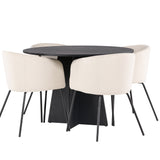 Kulatý jídelní stůl Bootcut – Černá / Černá Fanéer + Židle Berit – Černá / Béžová Velvet _4