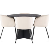 Kulatý jídelní stůl Bootcut – Černá / Černá Fanéer + Židle Berit – Černá / Béžová Velvet _4