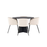 Kulatý jídelní stůl Bootcut – Černá / Černá Fanéer + Židle Berit – Černá / Béžová Velvet _4