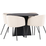 Kulatý jídelní stůl Bootcut – Černá / Černá Fanéer + Židle Berit – Černá / Béžová Velvet _4
